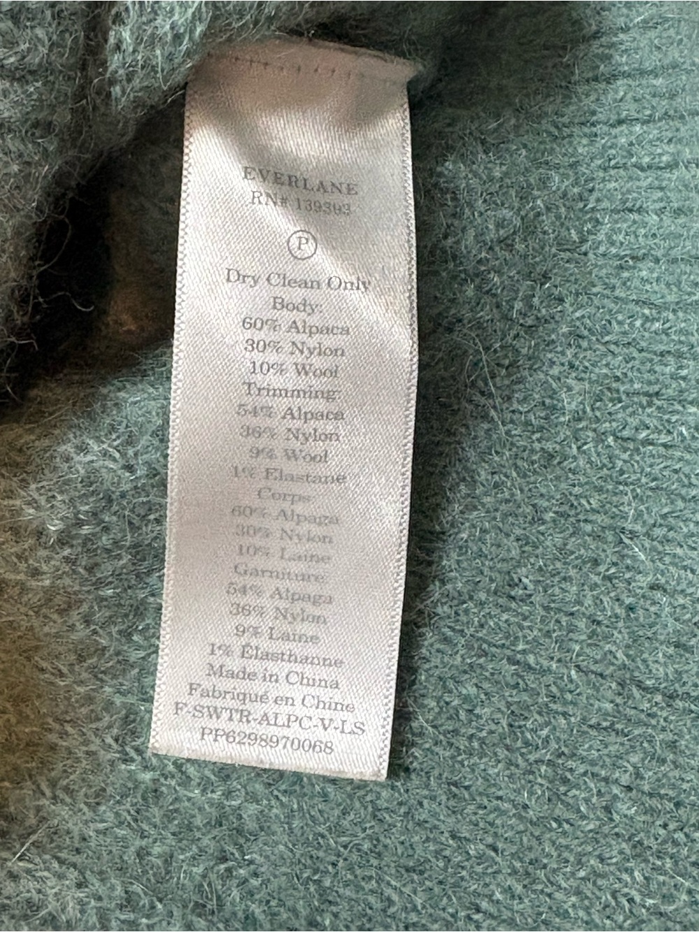 Everlane The Alpaca V-Neck Sweater Size XS Ribbed Knit Pullover - Picture 6 of 6